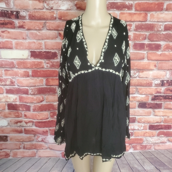 Free People Black Diamond Tunic Dress Small - Picture 4 of 8